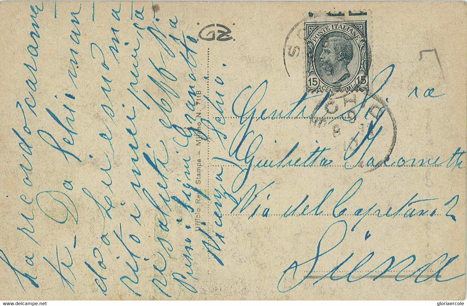 P0454 - ITALIA Regno - Storia Postale - VARIETA' Su CARTOLINA - LEONI Sassone # 108faa - Andere & Zonder Classificatie