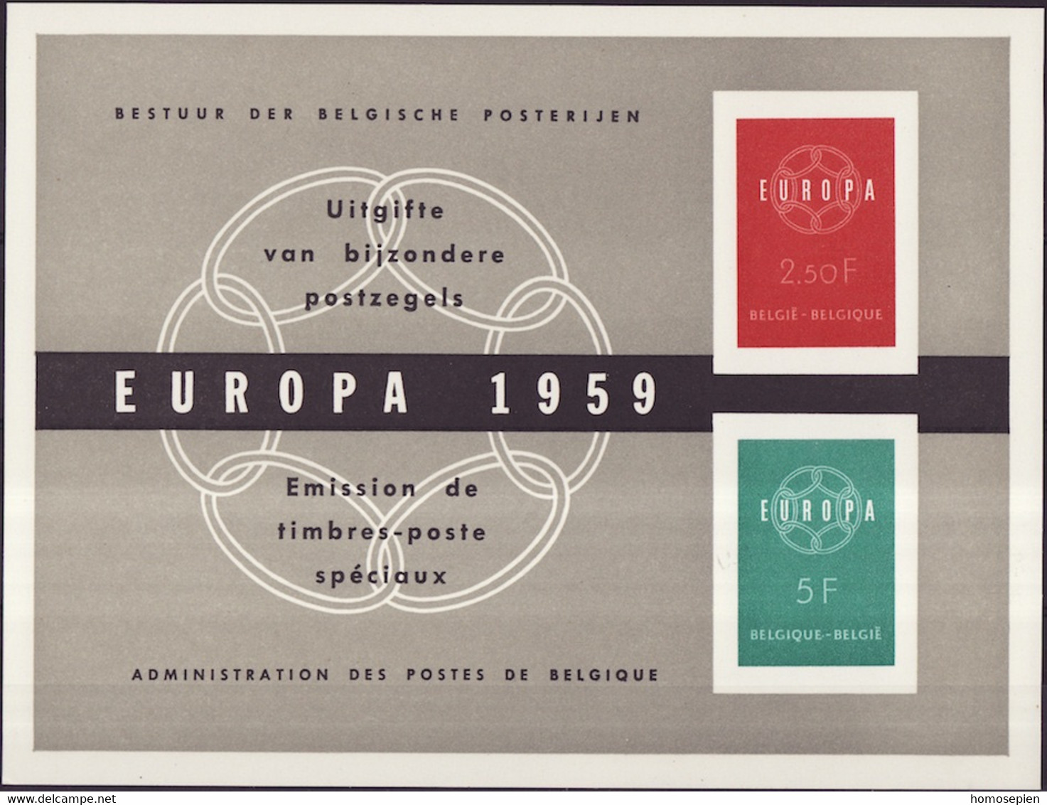 Europa CEPT 1959 Belgique - Belgium - Belgien Y&T N°DP1111 à 1112 - Michel N°PD1154 à 1155 *** - 1959