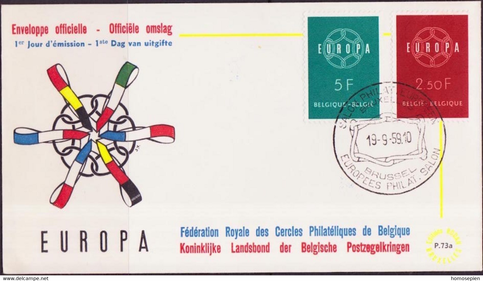 Europa CEPT 1959 Belgique - Belgium - Belgien FDC1 Y&T N°1111 à 1112 - Michel N°1164 à 1165 - 1959