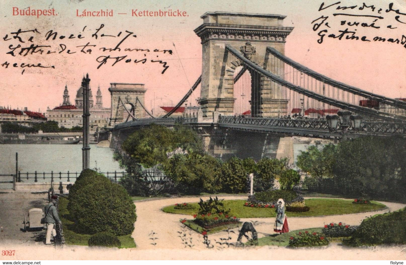 Budapest - Lanczhid - Kettenbrücke - Cachet Au Verso Hôtel BRISTOL - Hungary