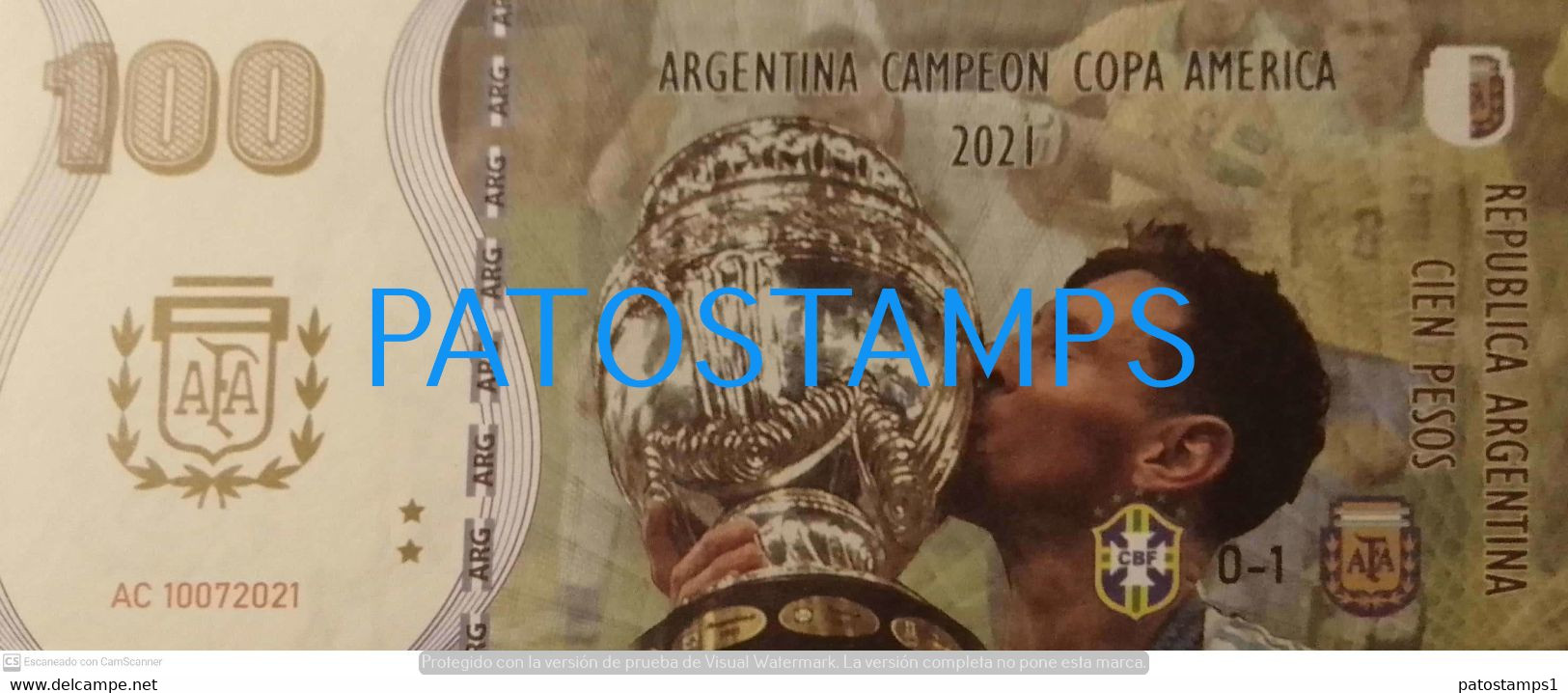 197557 BILLETE FANTASY TICKET 100 ARGENTINA SOCCER FUTBOL MESSI CAMPEON COPA AMERICA 2021 STADIUM MARACANA NO POSTCARD - Kiloware - Banknoten