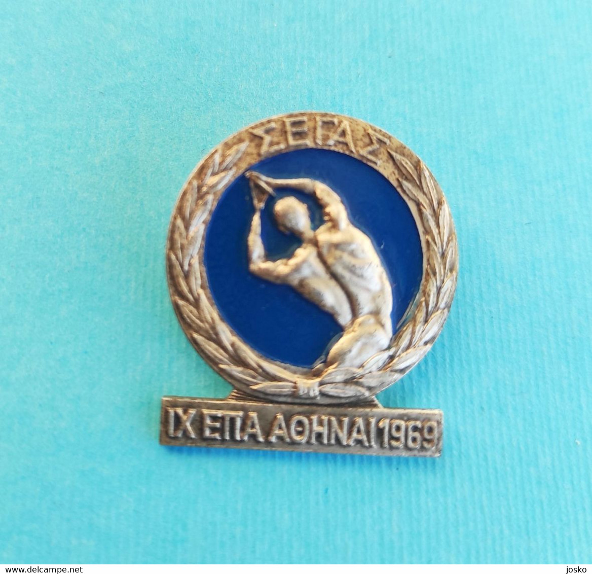 1969 EUROPEAN ATHLETICS CHAMPIONSHIPS (ATHENS) Vintage Pin * Athlétisme Athletik Atletismo Atletica Greece Grece Hellas - Athlétisme