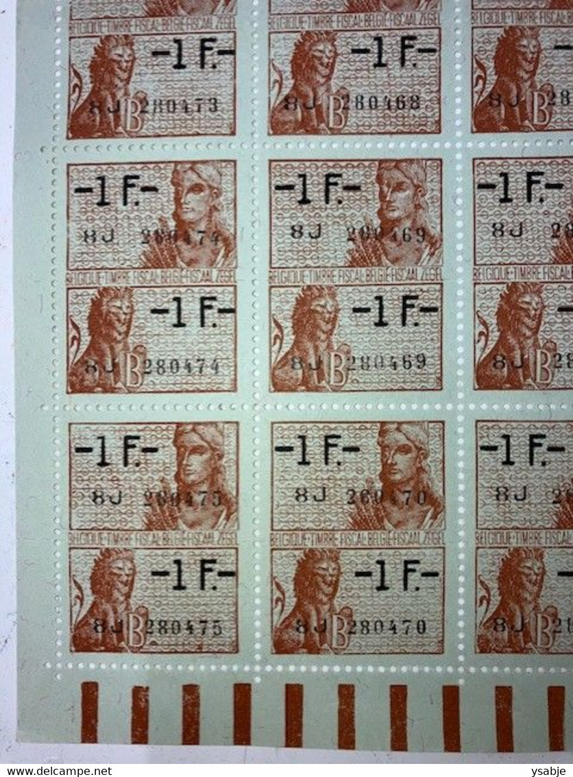 Belgique Timbre Fiscal / Fiscaal Zegel België -  1F. - Stamps