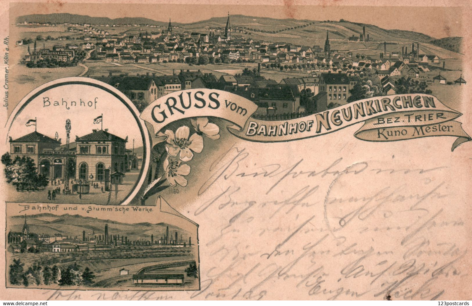 Germany - Gruss Vom Bahnhof Neunkirchen - Bez Trier - Kuno Mester - Multi-views - 1900 - VERY RARE! - Kreis Neunkirchen