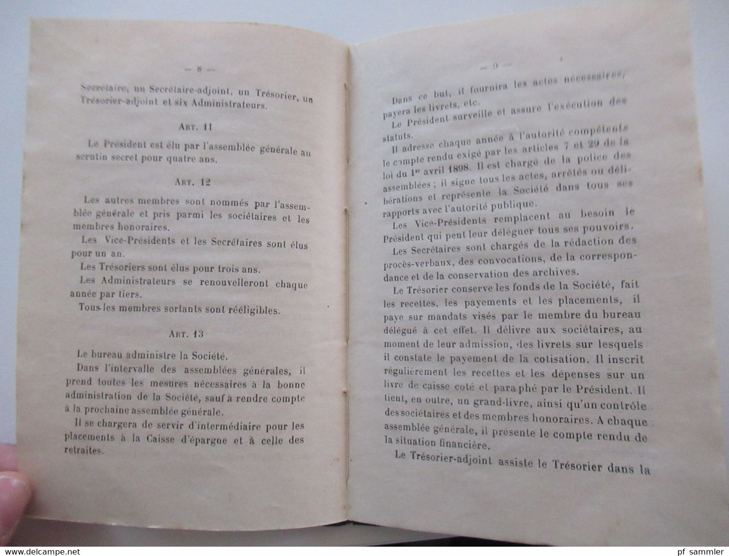 Frankreich 1909 kleines Buch Société De Secours Mutuels de La Ferté Imbault Patronage Saint Taurin Orléons