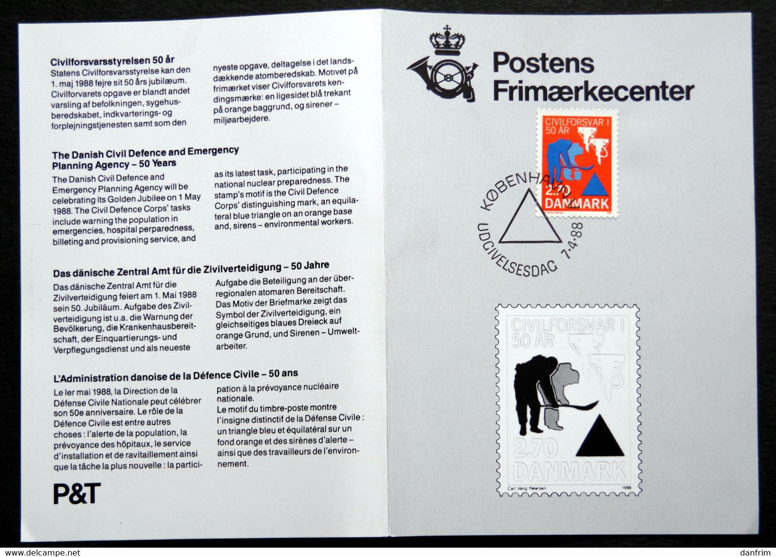 Denmark 1988 Civil Defence Agency's  MiNr.920  FDC  ( Lot Ks) MAGASIN COVER - FDC