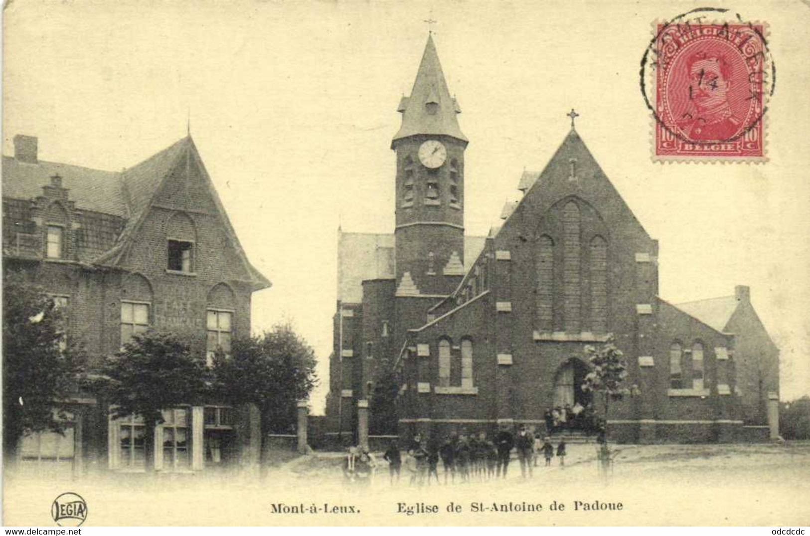 Mont à Leux Eglise De Sr Antoine De Padoue Animée ° Timbre Cachet RV - Mouscron - Moeskroen