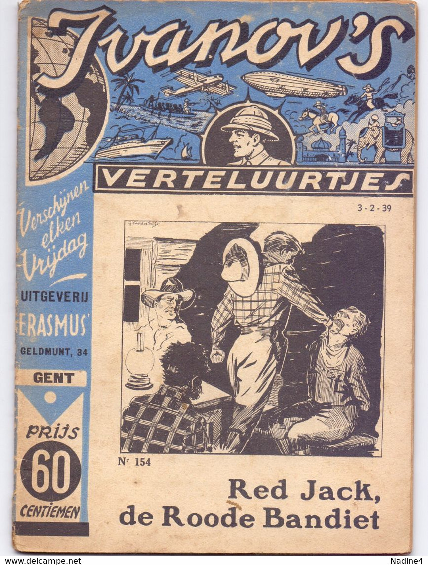 Tijdschrift Ivanov's Verteluurtjes - N° 154 - Red Jack , De Rode Bandiet - Sacha Ivanov - Uitg. Erasmus Gent - 1939 - Kids