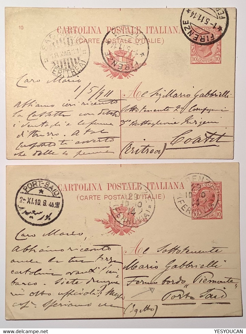 SAGANEITI / COATIT ERITREA 1911 MILITARY OCCUPATION: Cartolina Postale Regno D’ Italia Firenze (cover War Italy - Erythrée