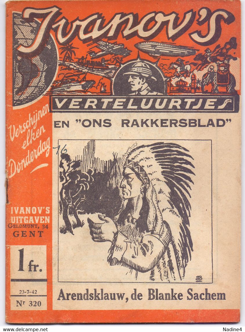 Tijdschrift Ivanov's Verteluurtjes - N° 320 - Arendsklauw, De Blanke Sachem - Sacha Ivanov - Uitg. Ivanov's Gent - 1942 - Giovani