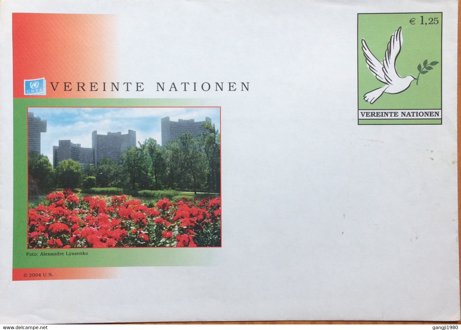 UNITED NATION 2004, STATIONERY COVER ,WIEN, BIRD ,BUILDING,FLOWER PLANT - Briefe U. Dokumente