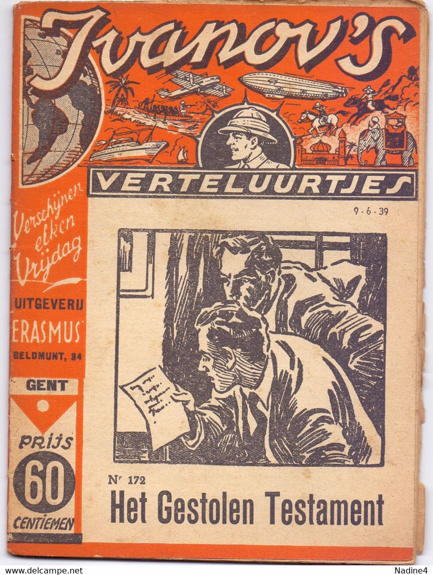 Tijdschrift Ivanov's Verteluurtjes - N° 172 - Het Gestolen Testament - Sacha Ivanov - Uitg. Erasmus Gent - 1939 - Jugend