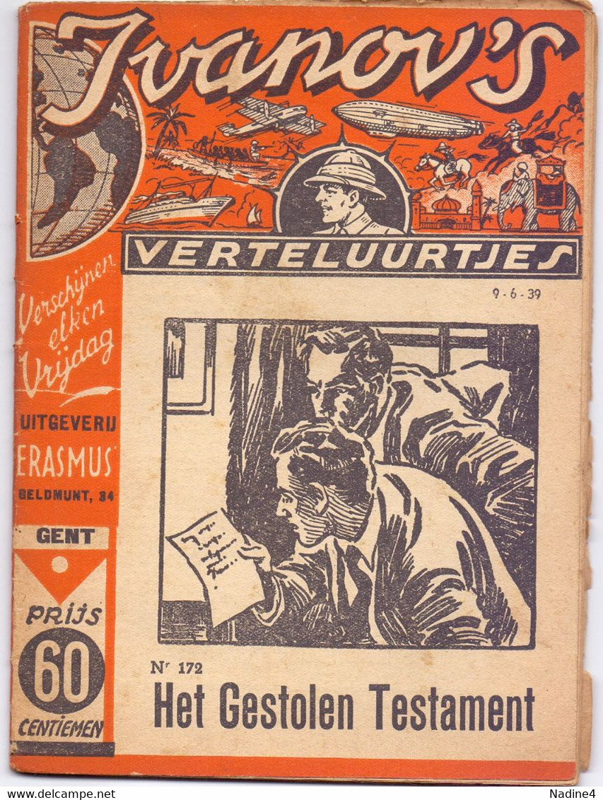Tijdschrift Ivanov's Verteluurtjes - N° 172 - Het Gestolen Testament - Sacha Ivanov - Uitg. Erasmus Gent - 1939 - Juniors
