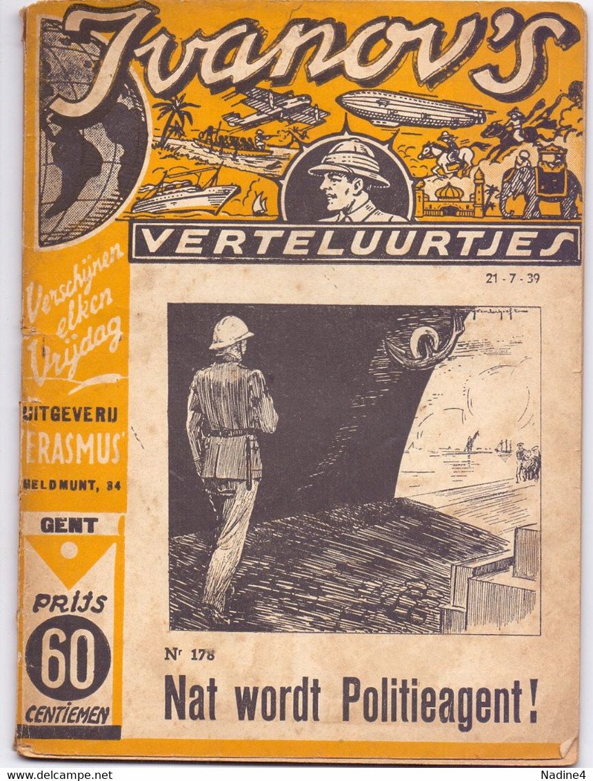 Tijdschrift Ivanov's Verteluurtjes - N° 178 - Nat Wordt Politieagent - Sacha Ivanov - Uitg. Erasmus Gent - 1939 - Jugend