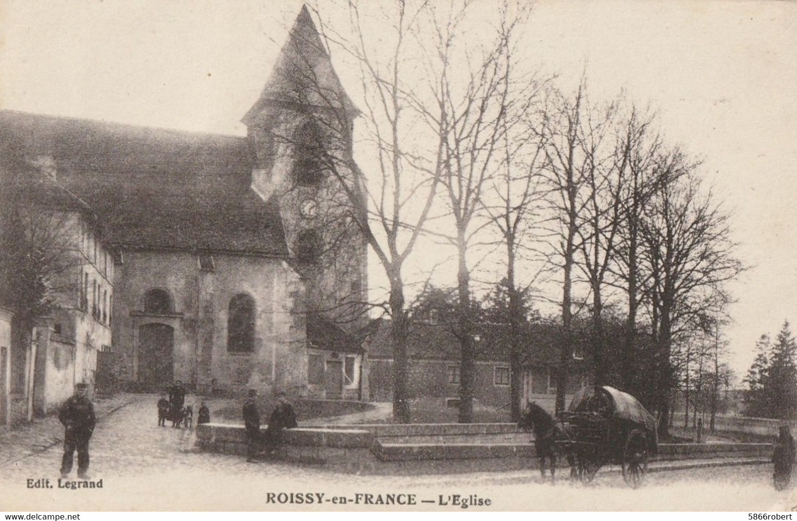 CARTE POSTALE ORIGINALE ANCIENNE : ROISSY EN FRANCE L'EGLISE ANIMEE VAL D'OISE (95) - Roissy En France