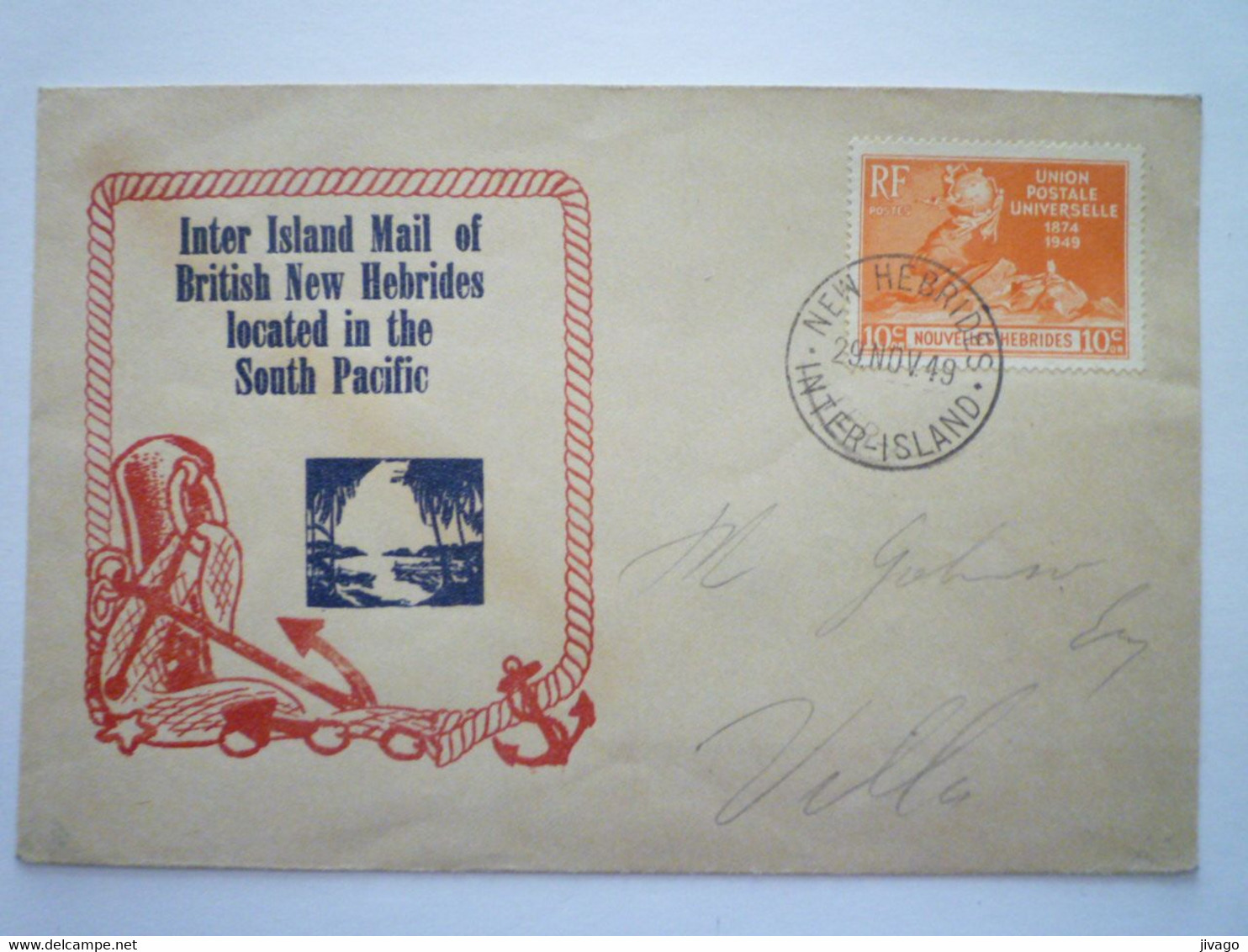 2022 - 4509  NEW HEBRIDES  :  Inter Island Mail  1949   XXX - Covers & Documents