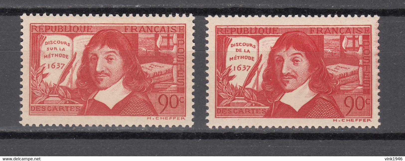 France 1937,2V,Descartes,MH/Ongebruikt(A4582) - Ecrivains