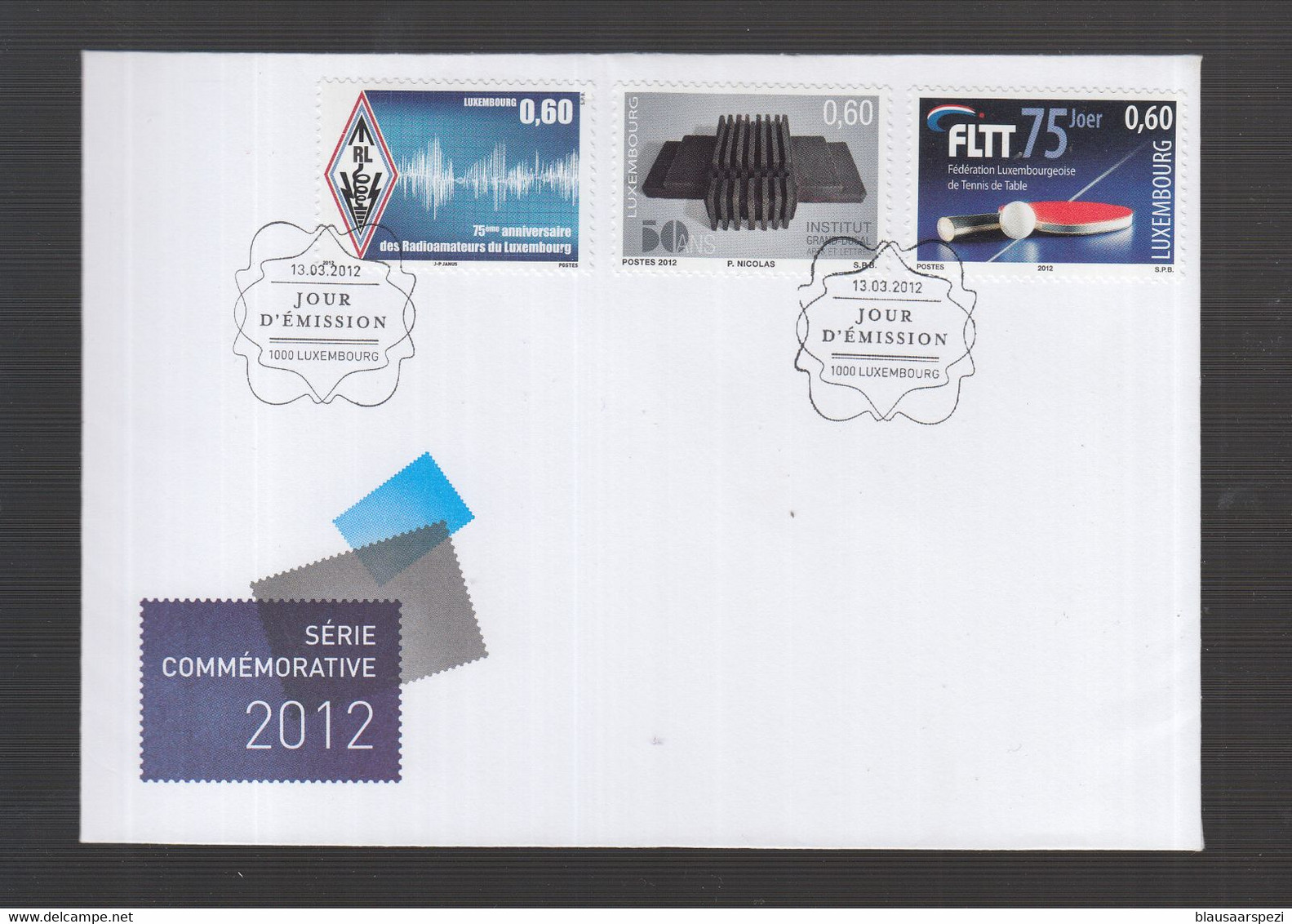 KAR 01 / 2 - Luxembourg Luxemburg 2012 FDC - Jahrestage: 50 Jahre "Institut Grand-Ducal" Tischtennis.... - FDC