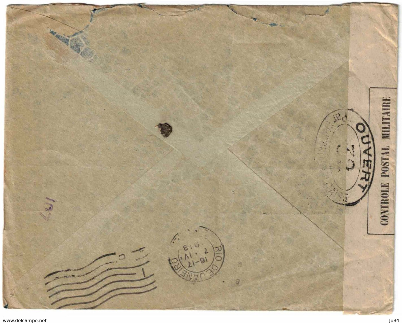 Brazil - Brésil - Pernambuco - Lettre Pour Marseille (France) - Via Rio De Janeiro - Control Postal Militaire - 1918 - Cartas & Documentos