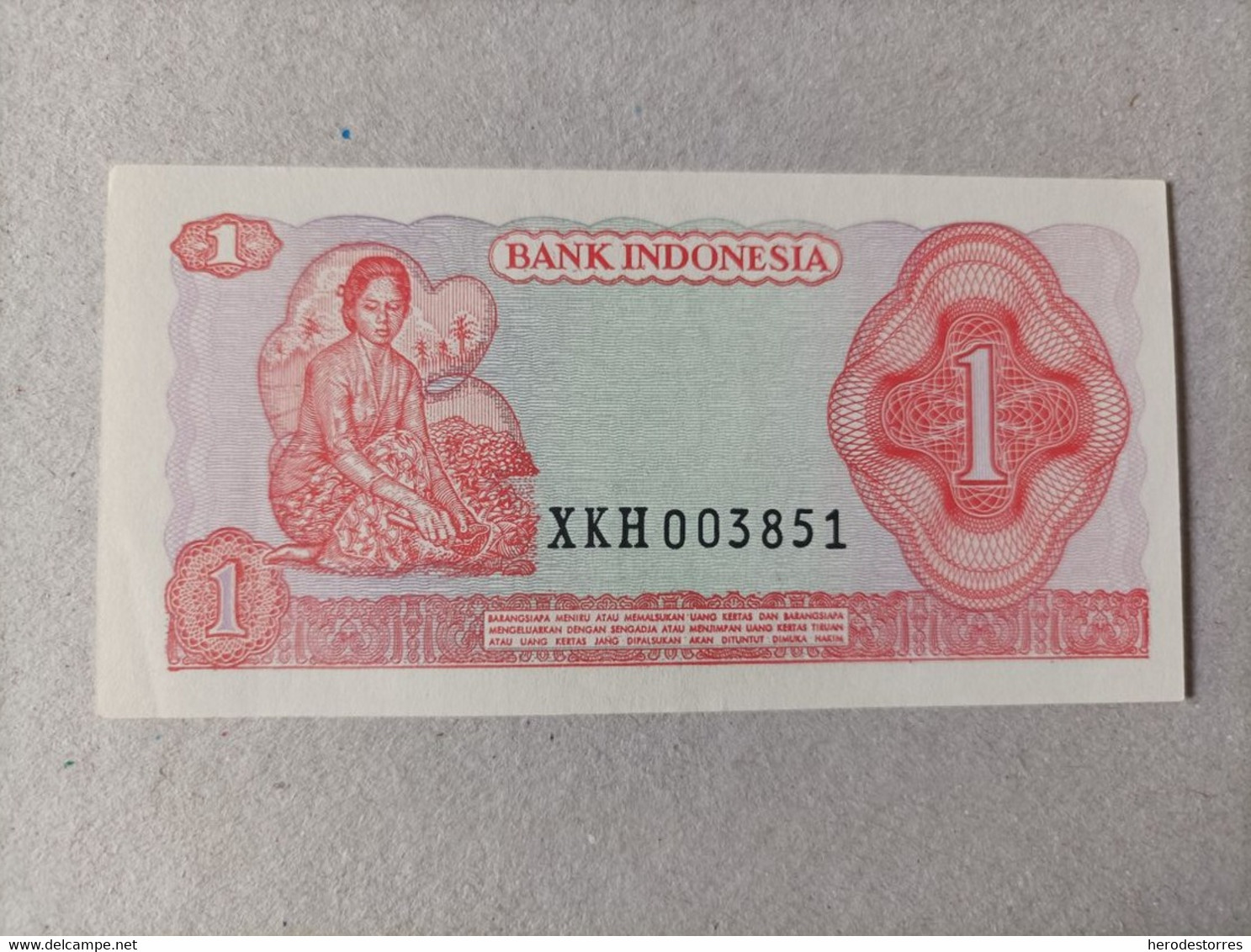 Billete De Indonesia De 1 Rupiah, Año 1968, Nº Bajo 003851, UNC - Indonésie