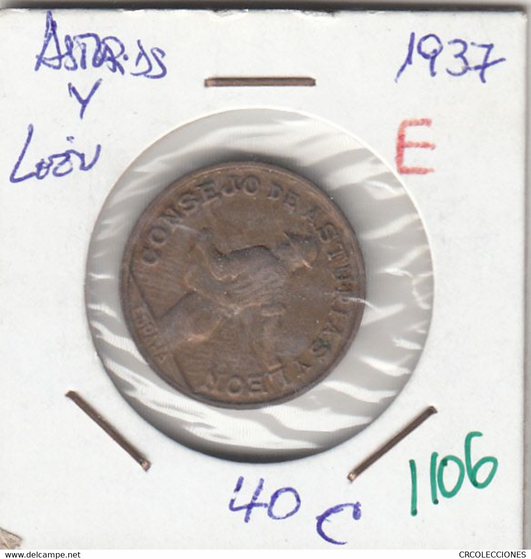 CRE1106 MONEDA ESPAÑA ASTURIAS Y LEON 1937 MBC - Republican Location