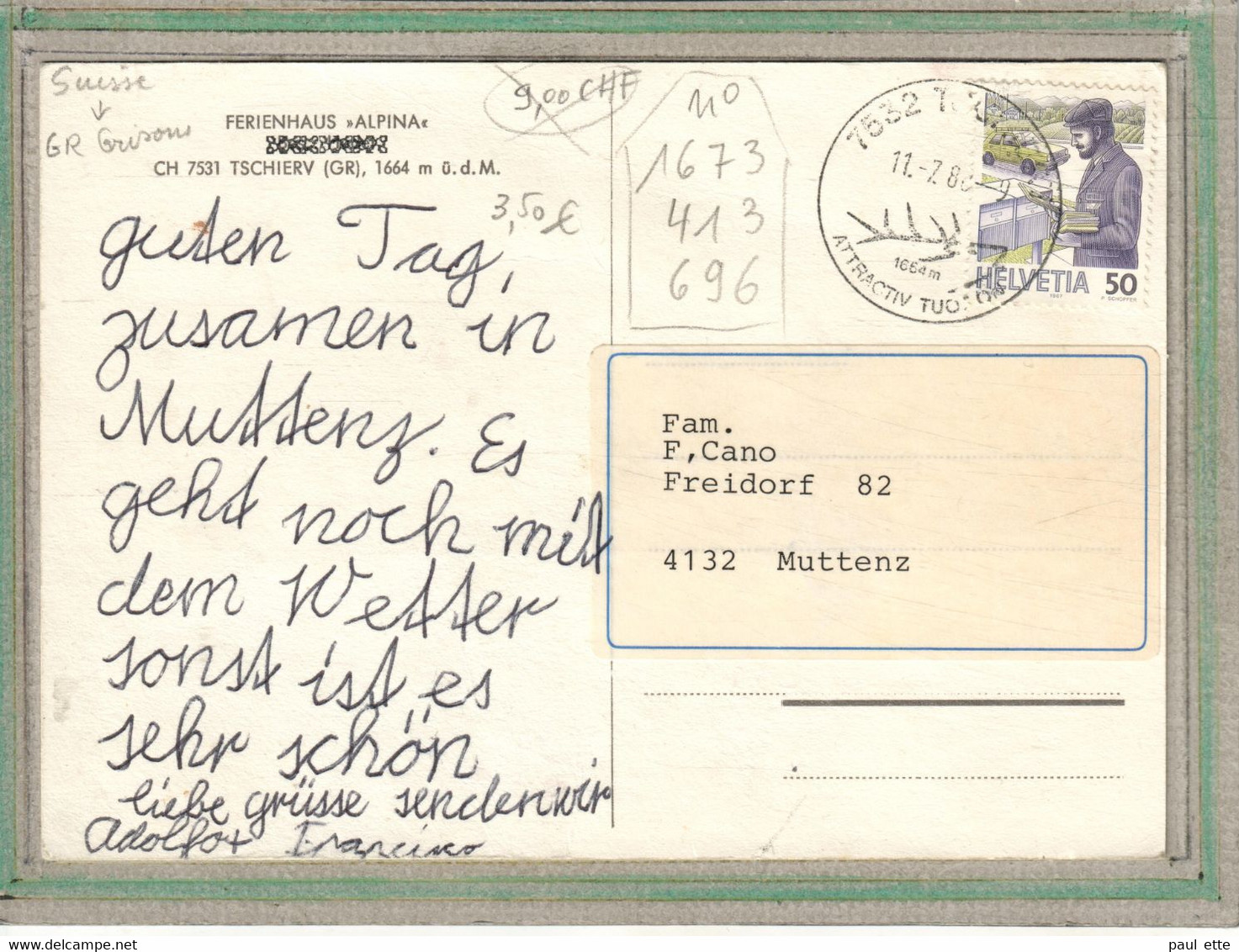 CPSM (Suisse-GR Grisons) TSCHIERV - Ferienhaus Alpina In 1982 - Tschierv