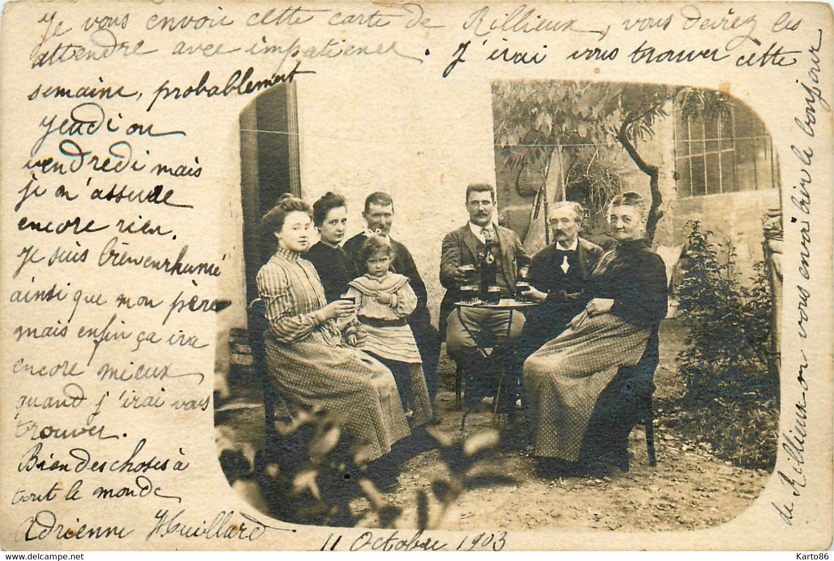 Rillieux * Carte Photo * Groupe Famille * Buvette ? * 1903 - Rillieux La Pape