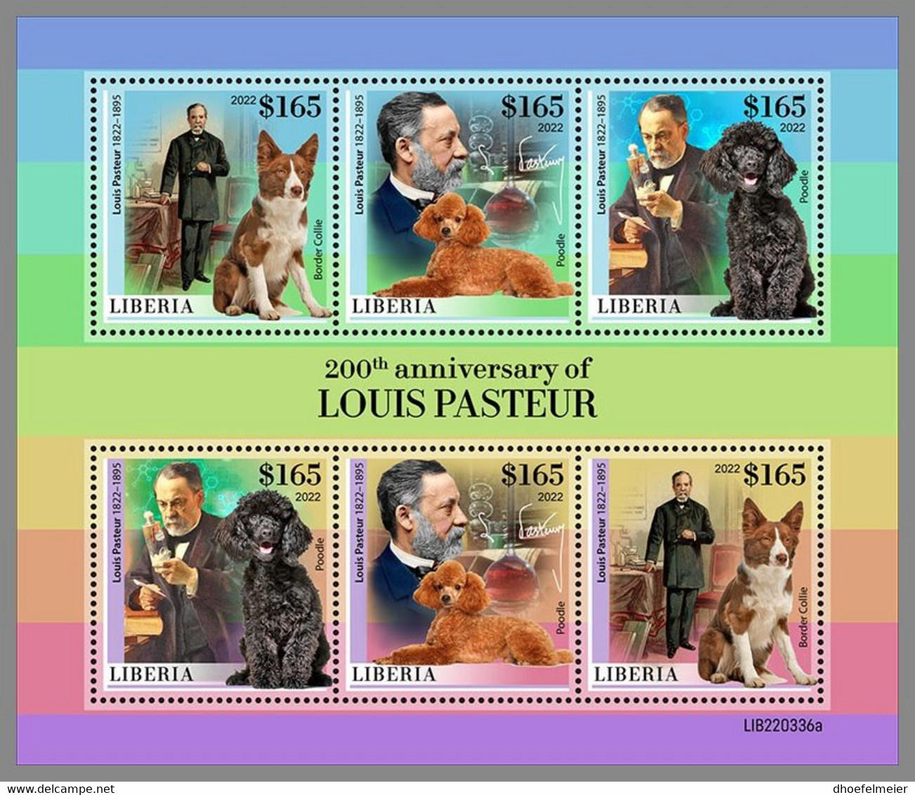 LIBERIA 2022 MNH Louis Pasteur Dogs Hunde Chiens M/S - OFFICIAL ISSUE - DHQ2248 - Louis Pasteur