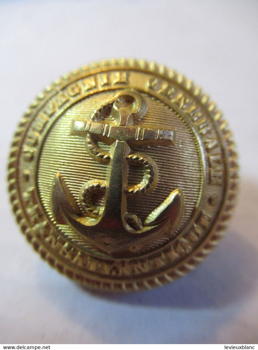 Bouton/ Militaria/ Pour Uniforme/ Ancre Marine/Laiton Doré /Compagnie Générale Transatlantique/ Début XXéme ?    BOUT133 - Boutons