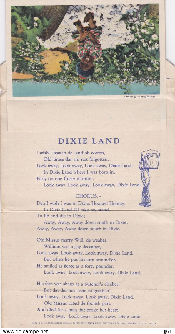 DIXIE LAND DEPLIANT DE 8 CARTES DOUBLES BLACK AMERICANNA RAMASSEUR DE COTON ENFANTS SCENES DE TRAVAIL ANNEE 1920 30 - Other & Unclassified