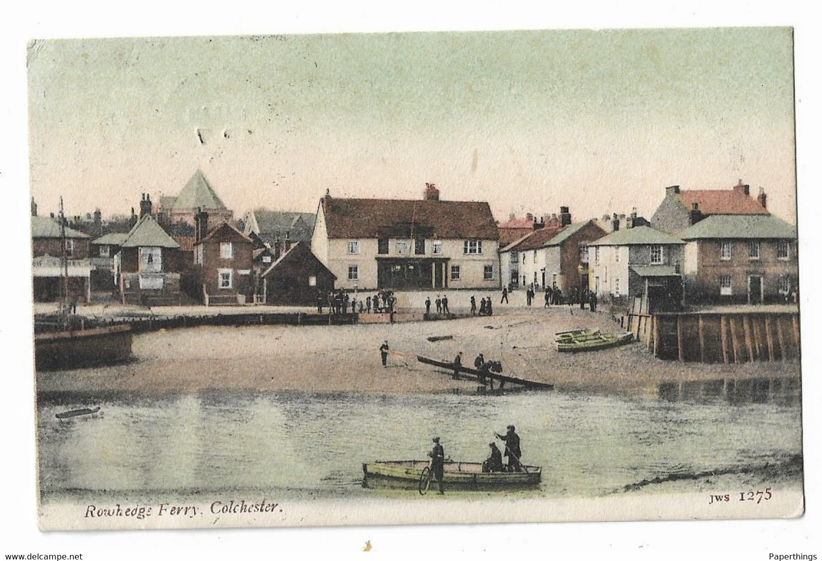 Postcard, Essex, Colchester, Rowhedge Ferry, Boats, Quay, Harbour, House, 1905. - Colchester