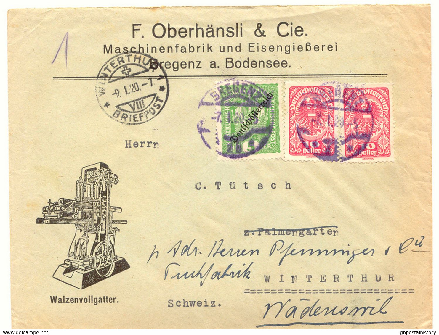 ÖSTERREICH Ca. 1916/48, 7 Meist ältere Attraktive Firmenzierbriefe Automobil (1), Maschinenfabrik (2) U. Korbwaren/Möbel - Lettres & Documents