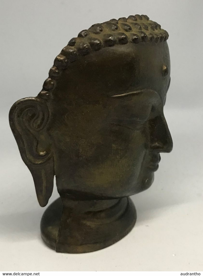 Sculpture Tête De Bouddha En Bronze - Brons