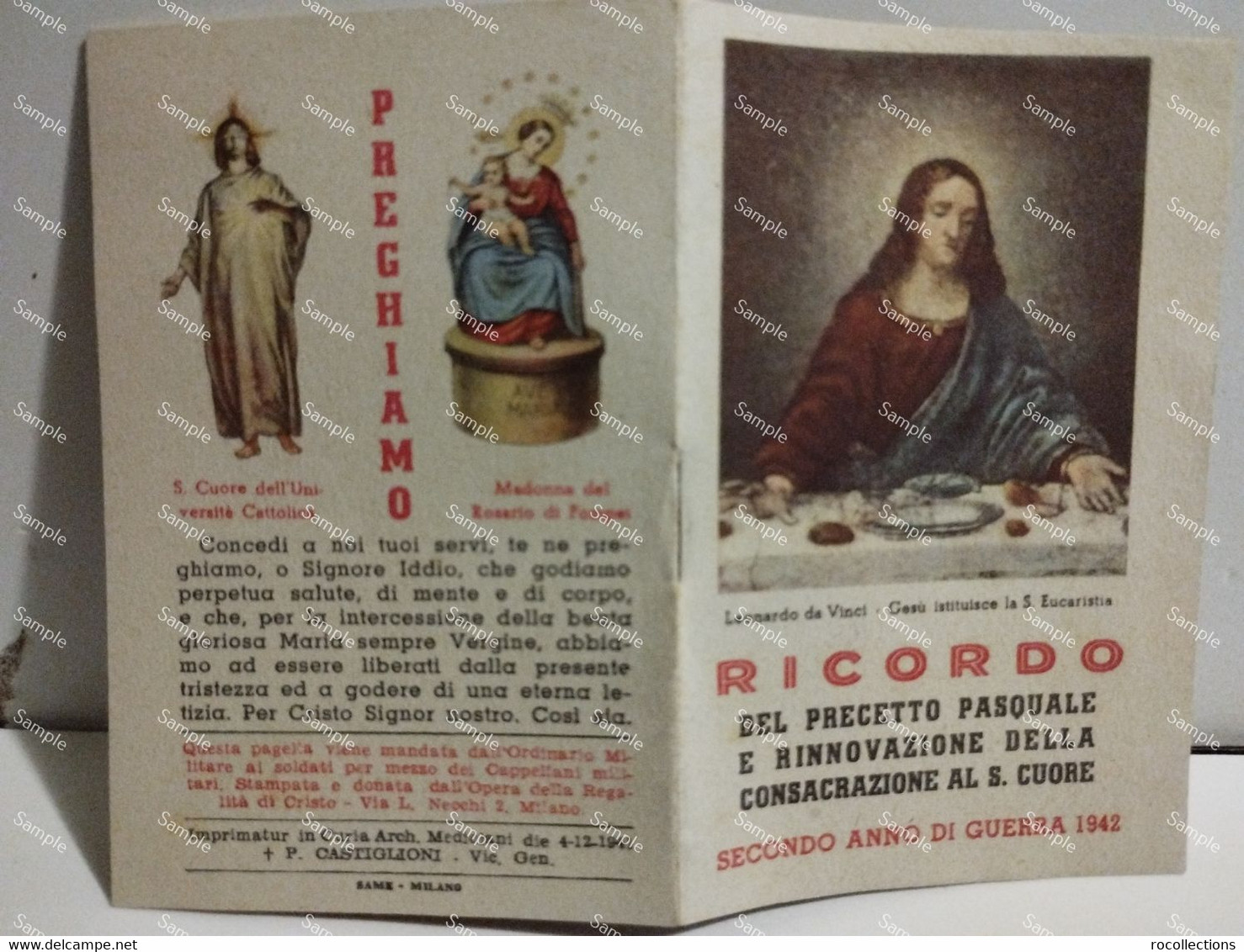 Italy Italia Ricordo Precetto Pasquale SECONDO ANNO DI GUERRA - Weltkrieg 1939-45