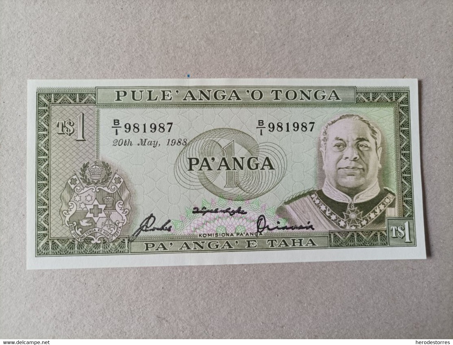 Billete De TONGA De 1 PAANGA,, Año 1988, UNCIRCULATED - Tonga