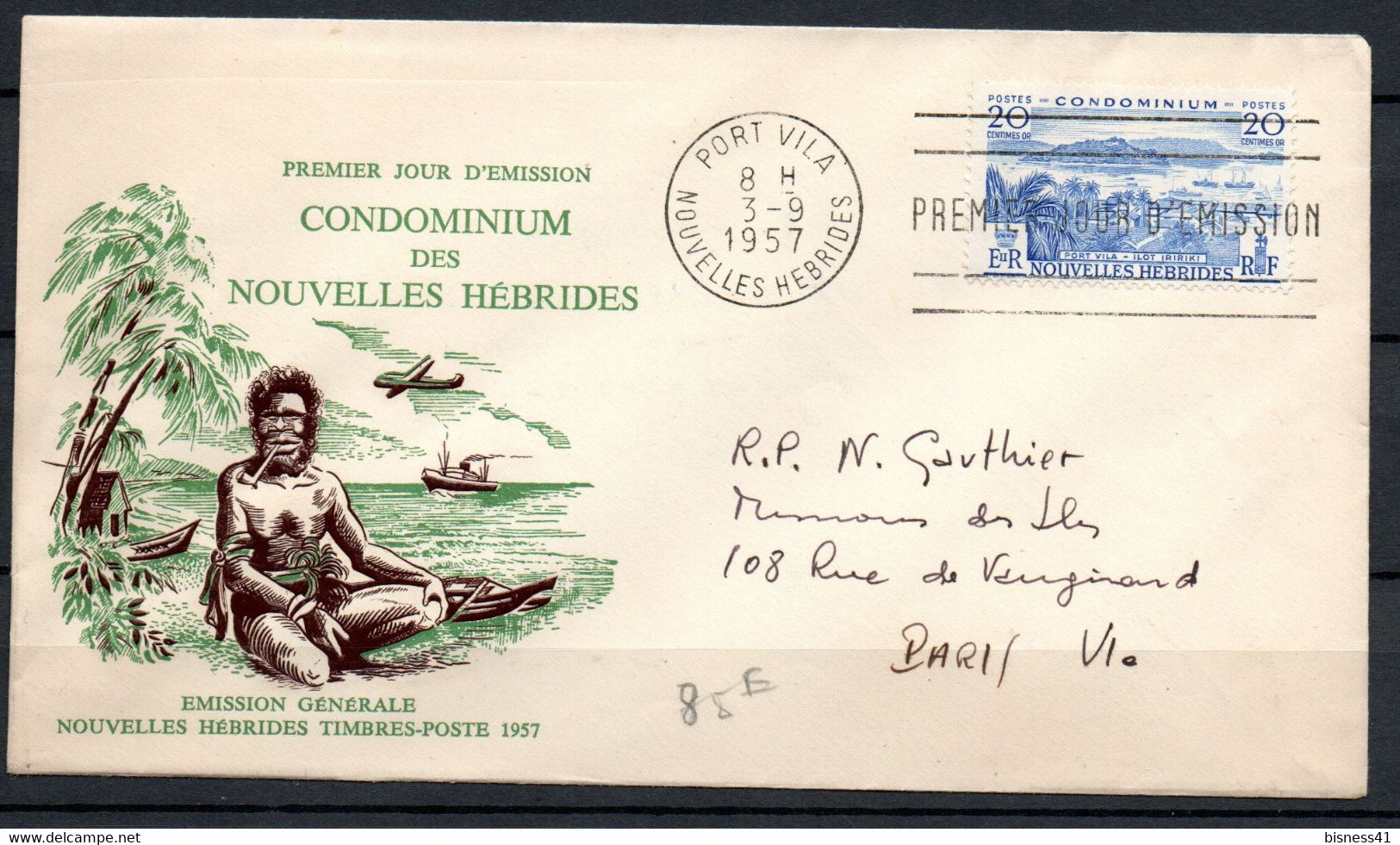 Lettre De Nouvelles Hébrides Port Vila 1957 N° 178 Oblitéré - Storia Postale