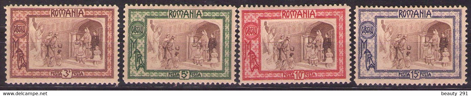 ROMANIA - 1907  Poor Relief Mi 208-211  MH* - Unused Stamps