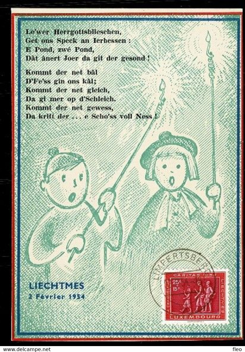 Luxembourg, Liechtmes 1954. Oblitéré LIMPERTSBERG - Cartes Commémoratives