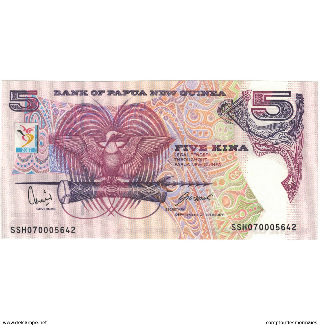 Billet, Papouasie-Nouvelle-Guinée, 5 Kina, KM:34, TTB - Papua Nuova Guinea