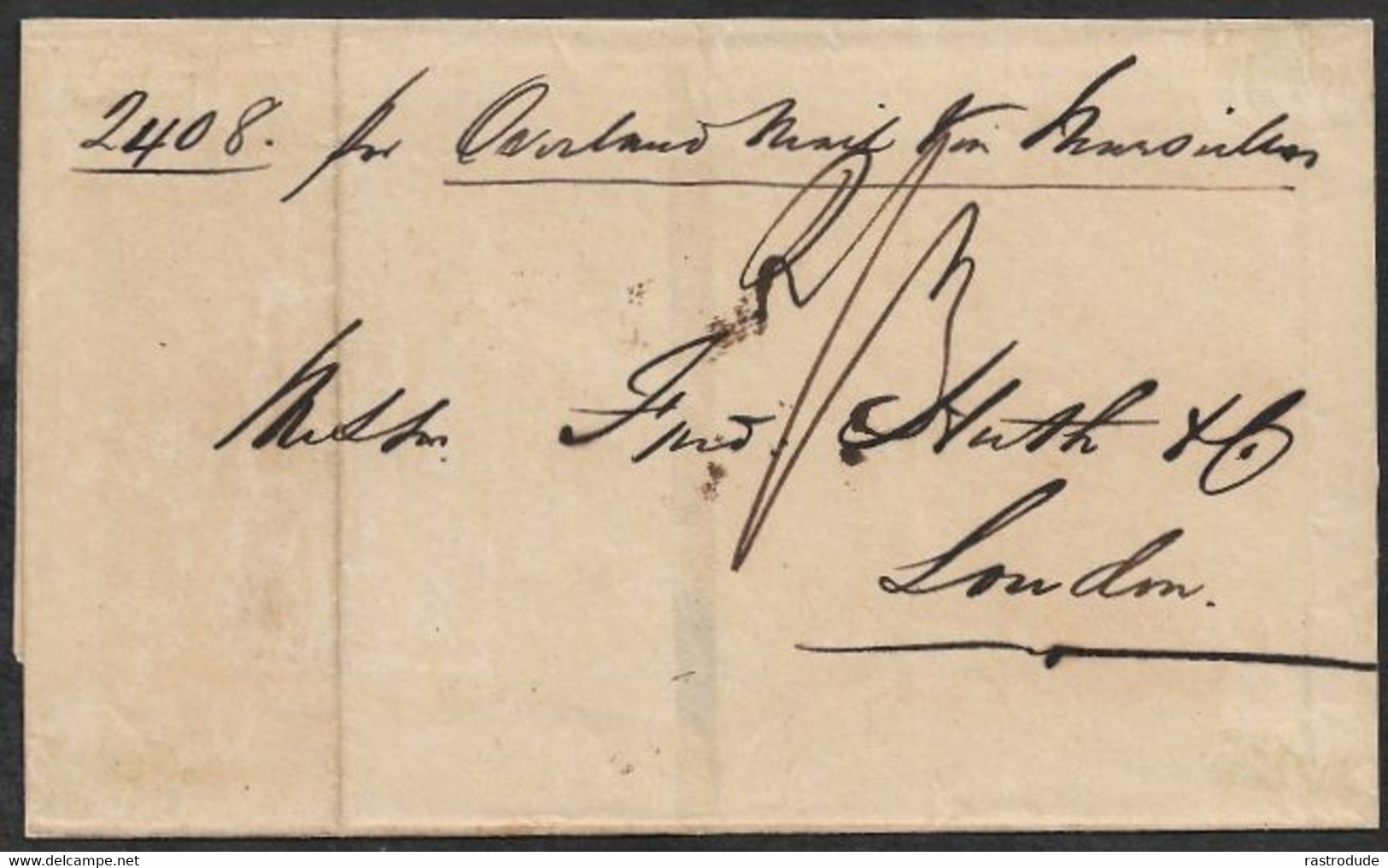 1848,(18.10) STRAITS SETTLEMENTS COVER FROM MANILA, PHILIPPINES TO LONDON - VERY RARE TRANSIT THROUGH SINGAPORE - Straits Settlements