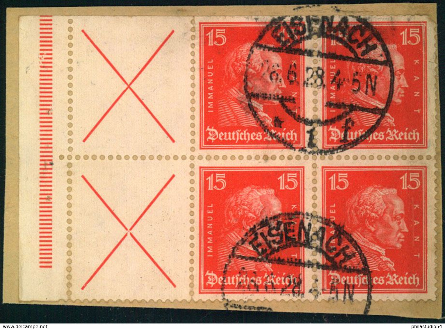 1927, Zusammendruck 1X / 15 Pfg. Kant 2-mal Gestempelt Vom Rand Auf Briefstück - Bitte Lesen - Se-Tenant