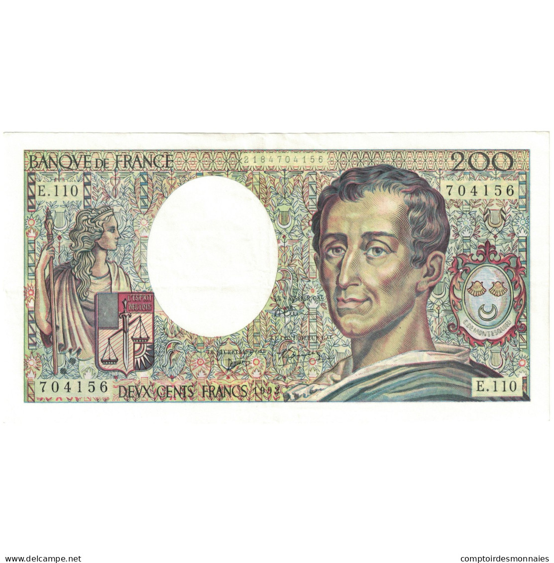 France, 200 Francs, 1992, 704156 E.110, NEUF, KM:155e - 200 F 1981-1994 ''Montesquieu''