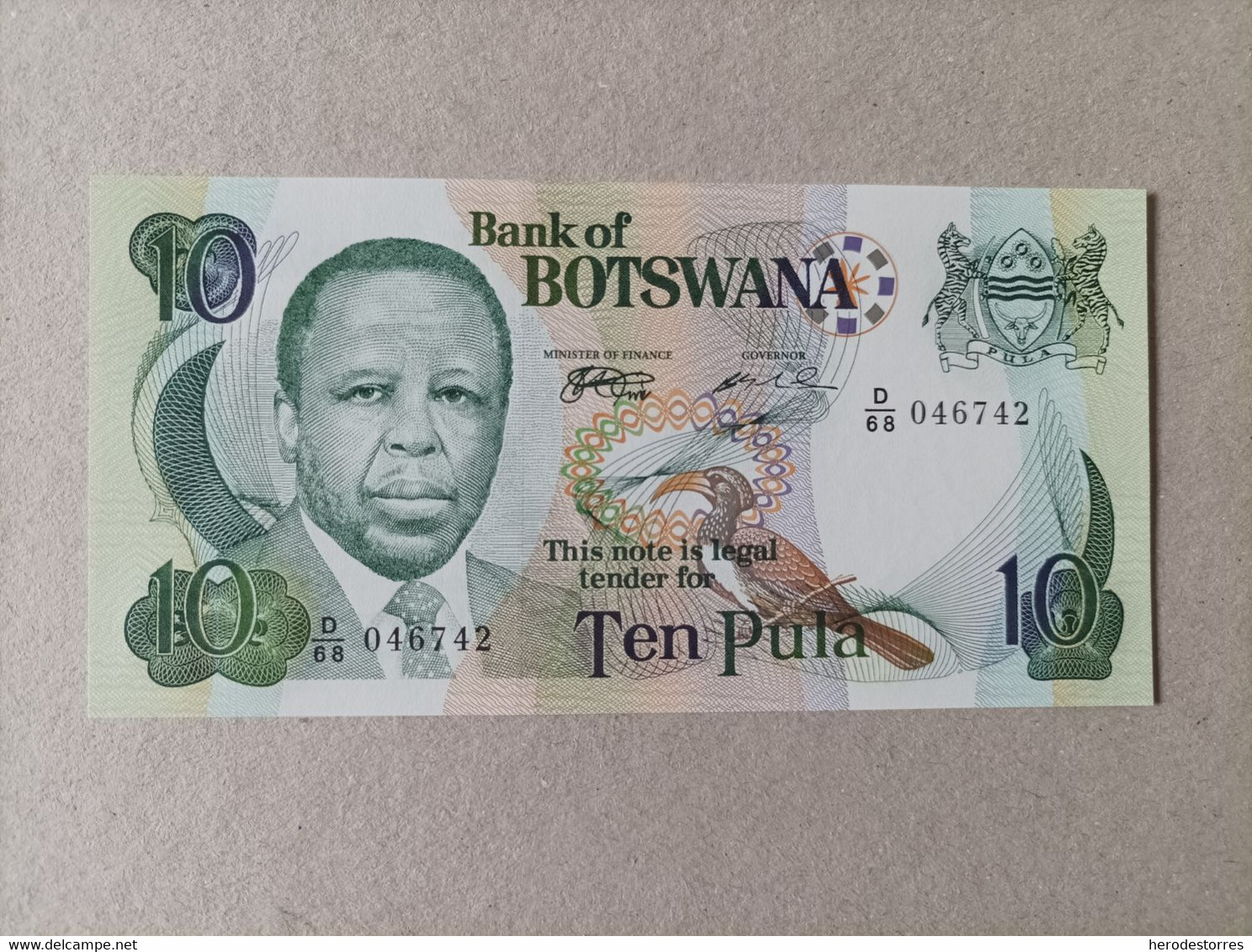 Billete De Botswana De 10 Pula, Año 1999, Nº Bajo, UNC - Botswana