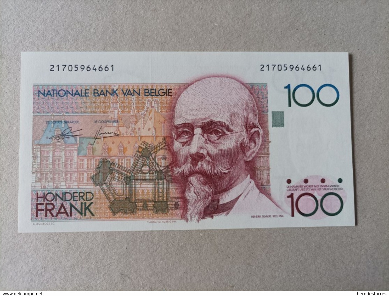 Billete De Bélgica De 100 Francs, UNC - 100 Francos