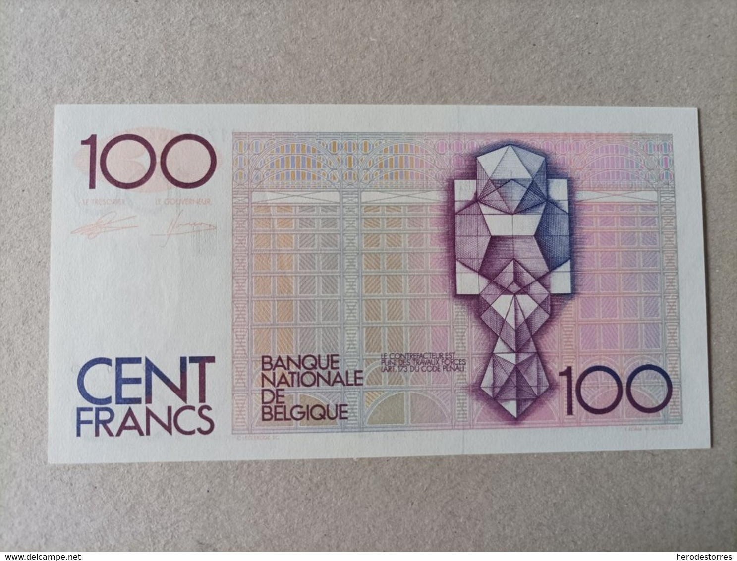 Billete De Bélgica De 100 Francs, UNC - 100 Francs