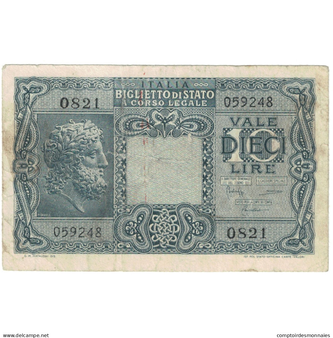 Billet, Italie, 10 Lire, KM:32c, TTB - Regno D'Italia – 10 Lire