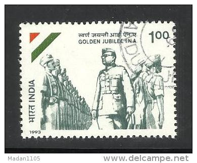INDIA, 1993, FINE USED, Anniversary Of Indian National Army, I.N.A,  1 V - Oblitérés