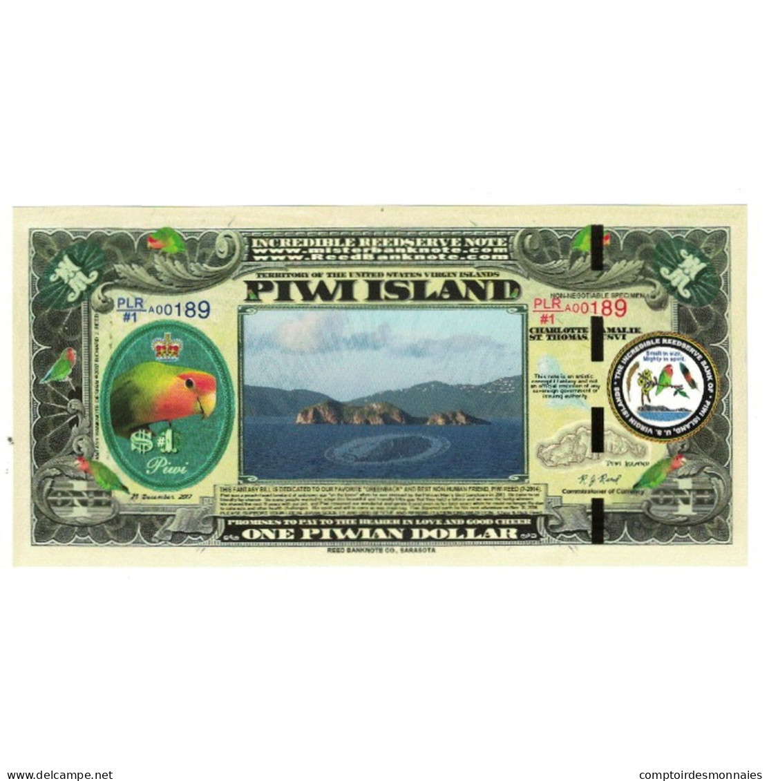 Billet, États-Unis, 1 Dollar, 2017, 2017-12-25, PIWI ISLAND, NEUF - Zu Identifizieren