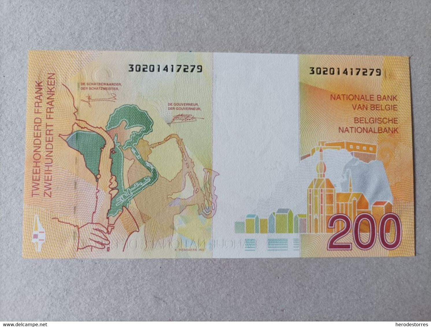 Billete De Bélgica De 200 Francs, Año 1995, UNC - A Identifier
