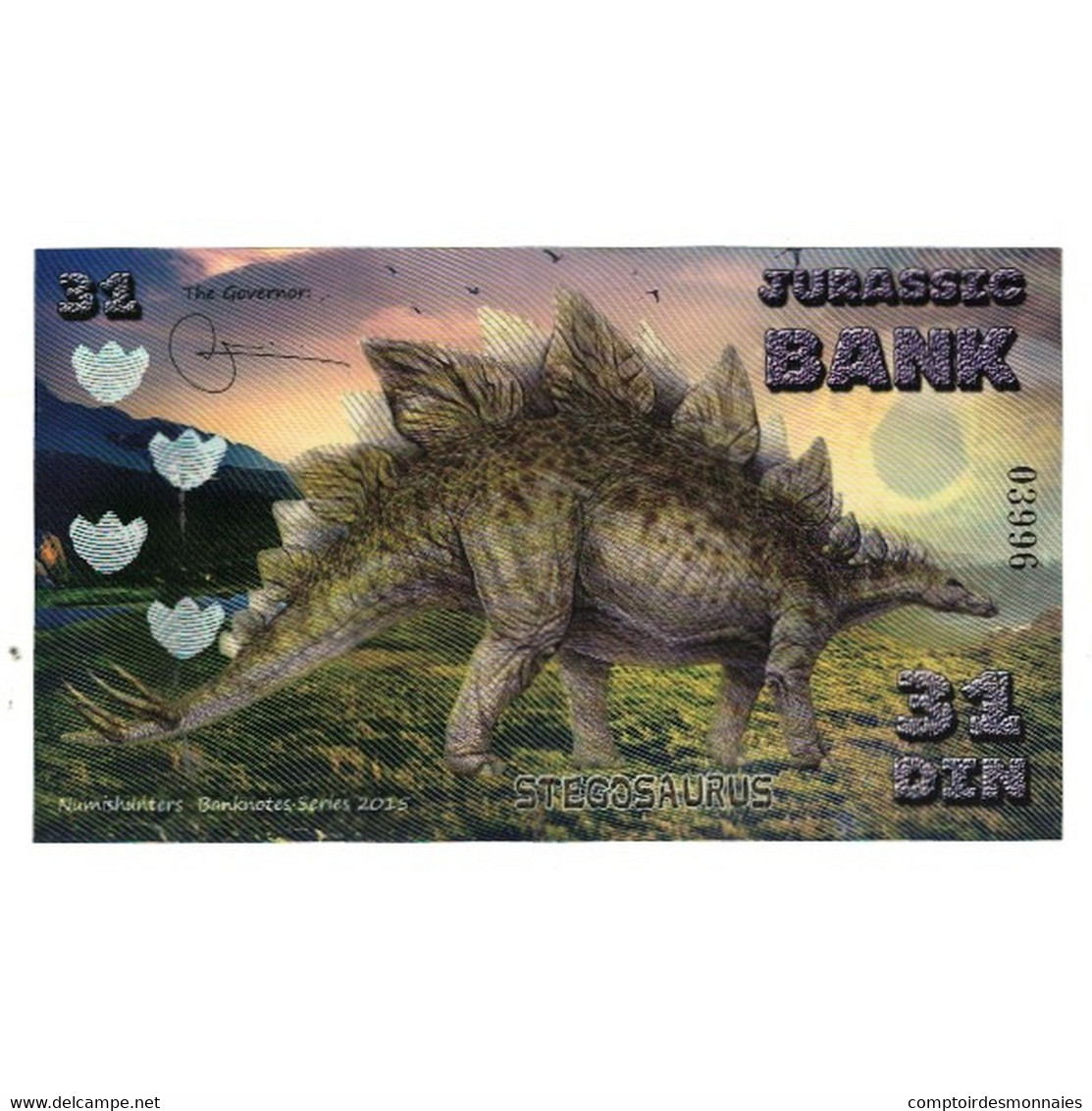 Billet, Espagne, Billet Touristique, 2015, JURASSIC BANK 31 DIN, NEUF - [ 7] Fehldrucke